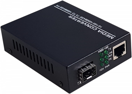 Медиаконвертер FT-1000-SFP 10/100/1000Base-TX без SFP модуля с блоком питания