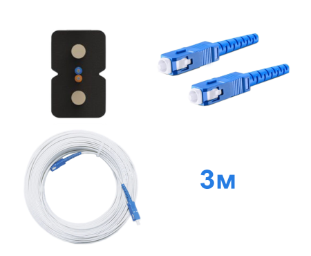 Оптический патч-корд для внешней прокладки изготовлен из FTTH кабеля 2*3 мм, с волокном стандарта G-657. Оконцован коннекторами -SC/UPC. Длина 3 метра, белый.