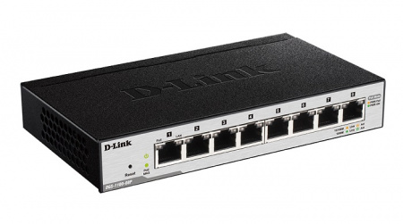 Коммутатор D-Link DGS-1100-08P/B1A, 
L2 Smart Switch 
8 портов 10/100/1000Base-T 
8 PoE портов 802.3af