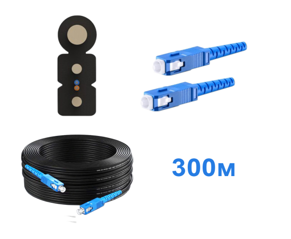 Патчкорд FTTH с выносным элементом, диэлектрик усиленный, волокно G657, SC/UPC - 300м.