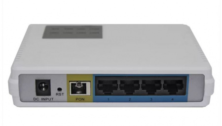 Абонентское устройство GEPON ONU (Optical Network Unit) поддерживает 1 порт GEPON (SC/UPC) и 4-е порта 10/100/1000Base-T (RJ45).