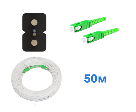 Оптический патч-корд для внешней прокладки изготовлен из FTTH кабеля 2*3 мм, с волокном стандарта G-657. Оконцован коннекторами -SC/APC. Длина 50 метров, белый.