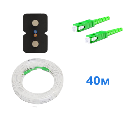 Оптический патч-корд для внешней прокладки изготовлен из FTTH кабеля 2*3 мм, с волокном стандарта G-657. Оконцован коннекторами -SC/APC. Длина 40 метров, белый.