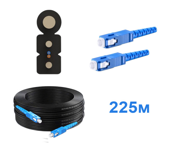 Патчкорд FTTH с выносным элементом, диэлектрик усиленный, волокно G657, SC/UPC - 225м.