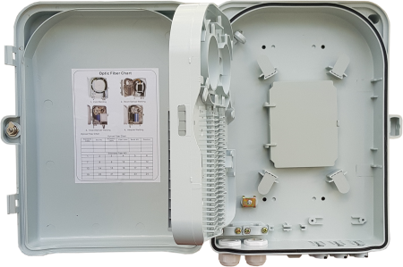 Коробка оптическая распределительная для PON сетей. Предназначена для подключения до 24 абонентов.