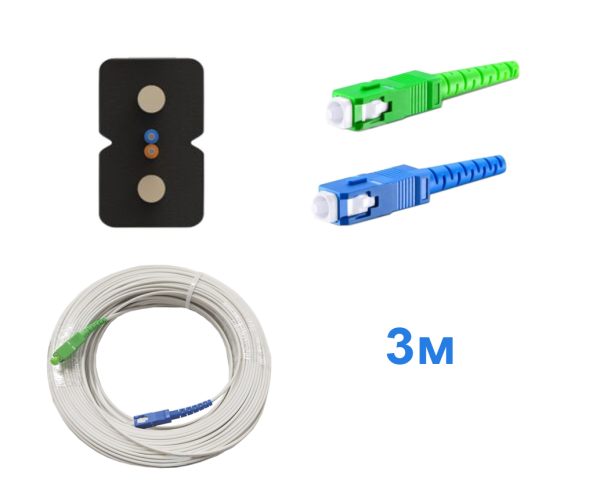 Патчкорд FTTH без выносного элемента, диэлектрик, волокно G657, SC/UPC-SC/APC, белый -   3м.