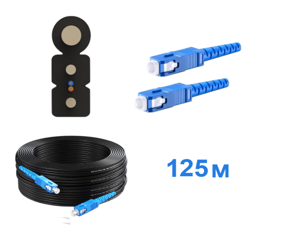 Патчкорд FTTH с выносным элементом, диэлектрик, волокно G657, SC/UPC -  125м.