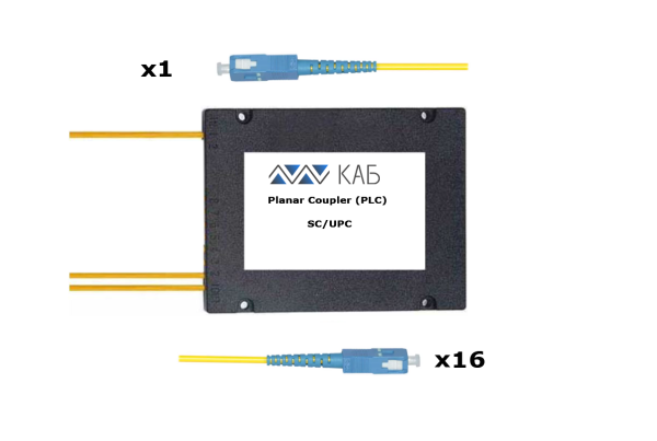 Делитель оптический корпусный PLC 1x16 BOX 3mm 1м G657 SC/UPC