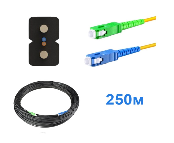 Патчкорд FTTH без выносного элемента, диэлектрик, волокно G657, SC/UPC-SC/APC - 250м.