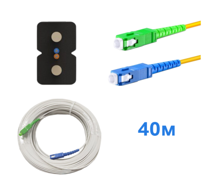 Оптический патч-корд для внешней прокладки изготовлен из FTTH кабеля 2*3 мм, с волокном стандарта G-657. Оконцован коннекторами - SC/APC-SC/UPC. Длина 40 метров, белый