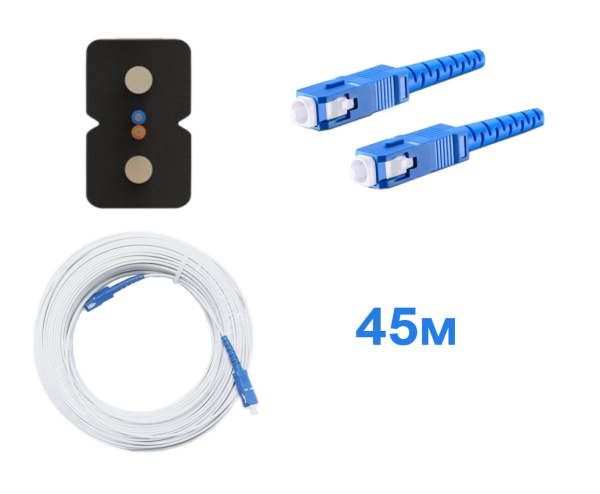 Патчкорд FTTH без выносного элемента, диэлектрик, волокно G657, SC/UPC белый -  45м.