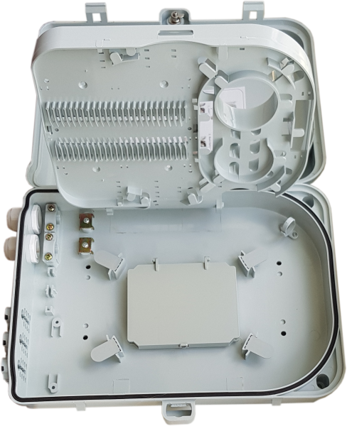 Коробка оптическая распределительная для PON сетей. Предназначена для подключения до 24 абонентов.