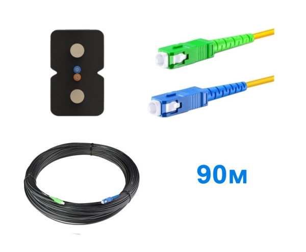 Патчкорд FTTH без выносного элемента, диэлектрик, волокно G657, SC/UPC-SC/APC -  90м.