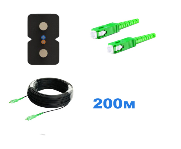 Патчкорд FTTH без выносного элемента, диэлектрик, волокно G657, SC/APC - 200м.