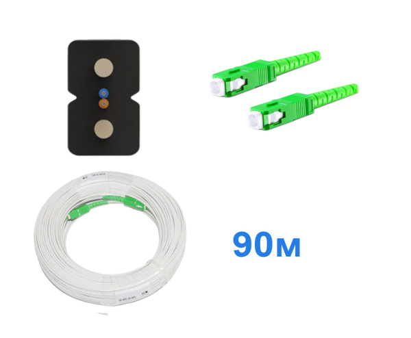 Патчкорд FTTH без выносного элемента, диэлектрик, волокно G657, SC/APC белый -  90м.