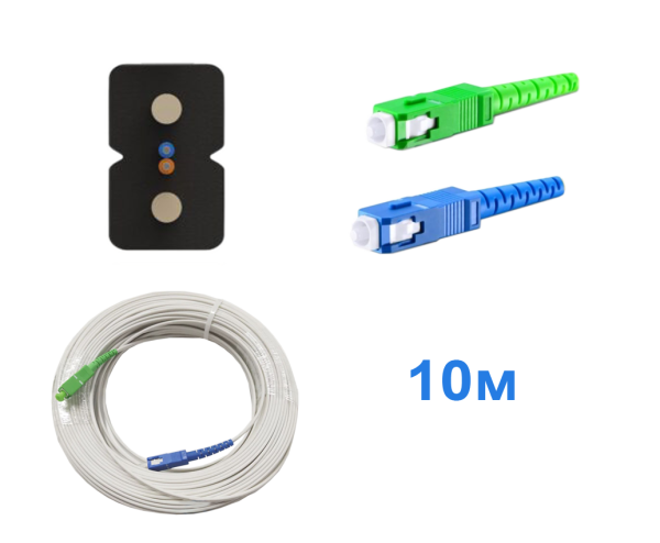Патчкорд FTTH без выносного элемента, диэлектрик, волокно G657, SC/UPC-SC/APC, белый -  10м.