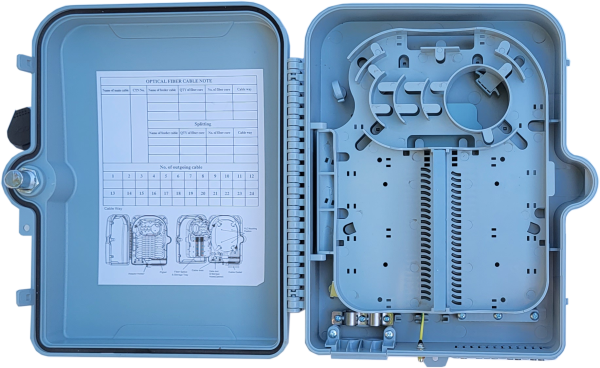 Коробка оптическая распределительная для PON сетей. Предназначена для подключения до 24 абонентов.