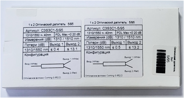 Делитель оптический FBT 1x2 1м. 50/50 SC/UPC