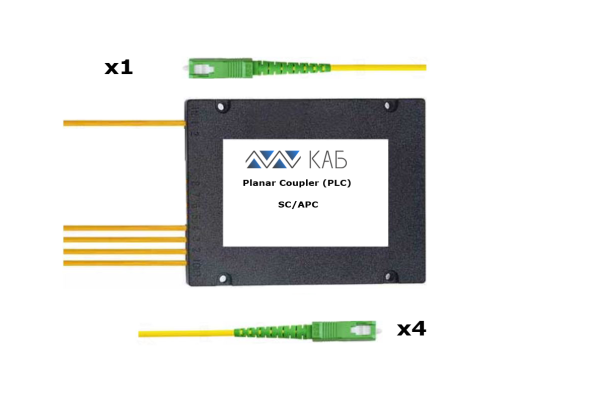 Делитель оптический корпусный PLC 1x4 BOX 3mm 1м G657 SC/APC